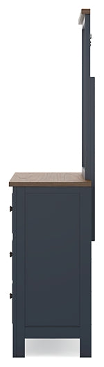 Landocken Queen Panel Headboard with Mirrored Dresser