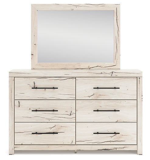 Lawroy Twin Panel Bed with Mirrored Dresser, Chest and Nightstand