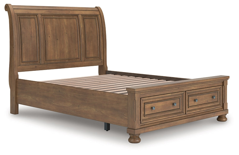 Feddinger Queen Storage Sleigh Bed with Mirrored Dresser