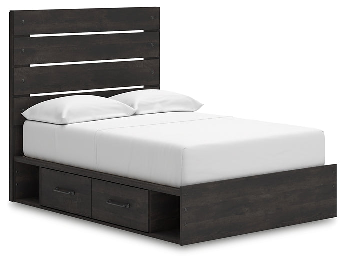 Hollivern Full Panel Bed with Storage with Mirrored Dresser