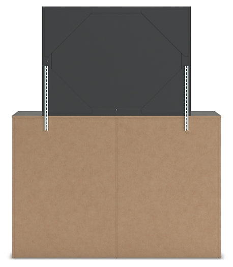 Fraluna King Panel Storage Bed with Mirrored Dresser, Chest and Nightstand