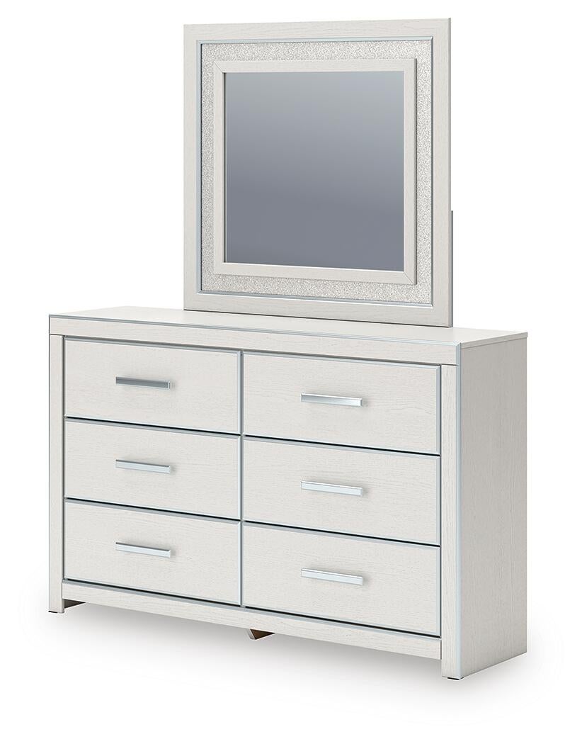 Zuraleus Queen Upholstered Panel Bed, Dresser and Mirror