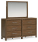 Cabalynn Queen Upholstered Bed with Mirrored Dresser, Chest and 2 Nightstands