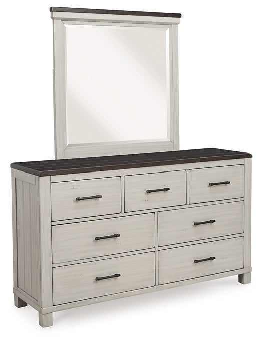 Darborn California King Panel Bed with Mirrored Dresser and Chest