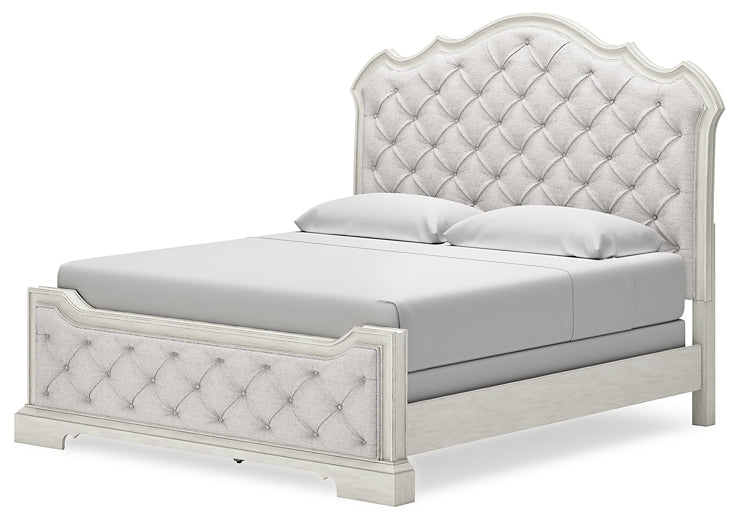 Arlendyne King Upholstered Bed with Mirrored Dresser and 2 Nightstands